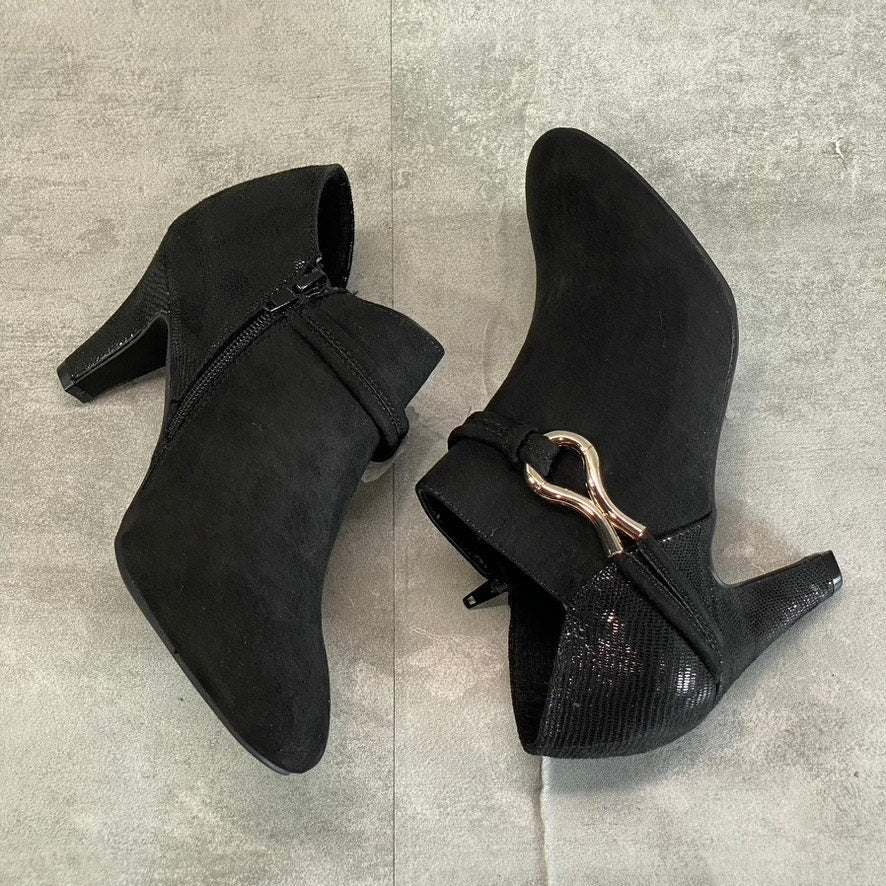 KAREN SCOTT Women's Black Microsuede Melanni Almond-Toe Slip-On Booties SZ 7