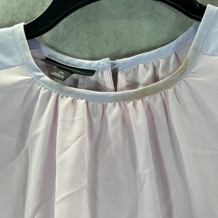 ALFANI Women's Lilac Color-Block Shoulder Short-Sleeve Top SZ XS