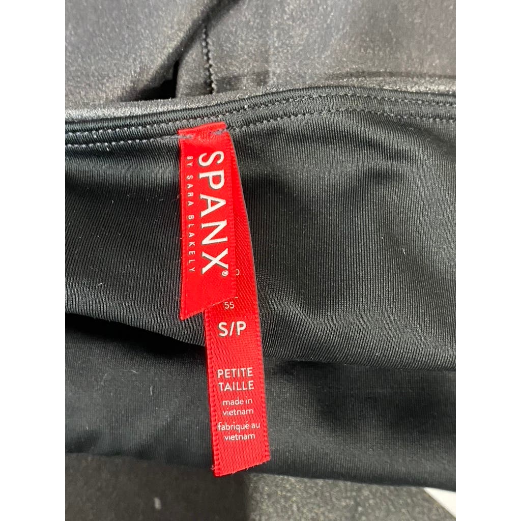 SPANX BY SARA BLAKELY Women's Petite Black Faux Leather Ankle Leggings SZ S/P