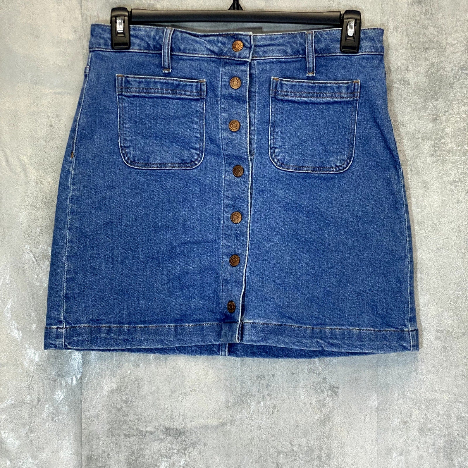 MADEWELL Women's Knowlton Wash Button-Front Denim Mini Skirt SZ 28