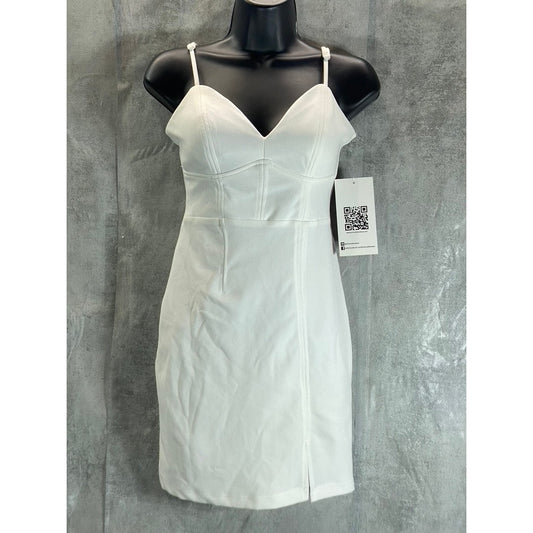 EMERALD SUNDAE Juniors' Ivory Corset V-Neck Spaghetti Strap Bodycon Dress SZ S