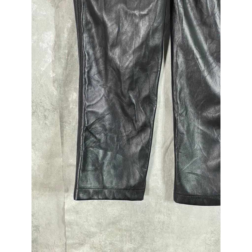 NICOLE MILLER Women's Black Faux-Leather Straight-Leg Pants SZ 2