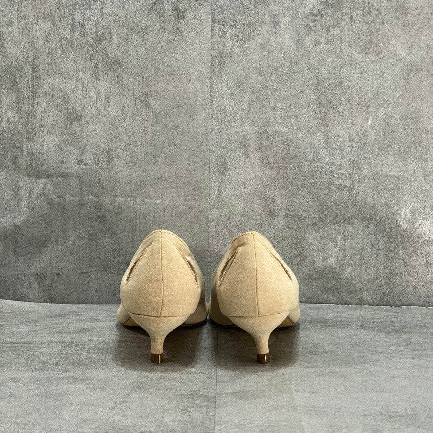 JOURNEE COLLECTION Nude Goldie Faux Suede Pointed Toe Kitten Heel SZ 8.5