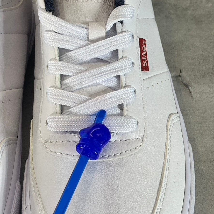 LEVI'S Men's White/Navy Munro NM Faux-Leather Retro Low-Top Lace-Up Sneaker SZ10