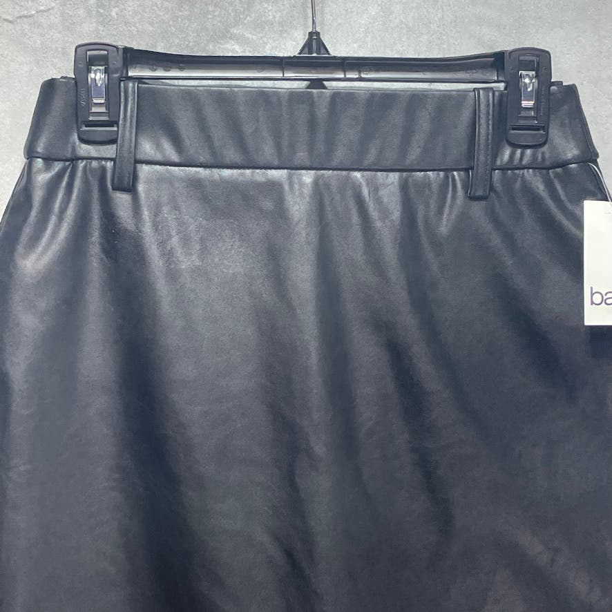 BAR III Solid Black Faux Leather Pull-On Mini Skirt SZ S