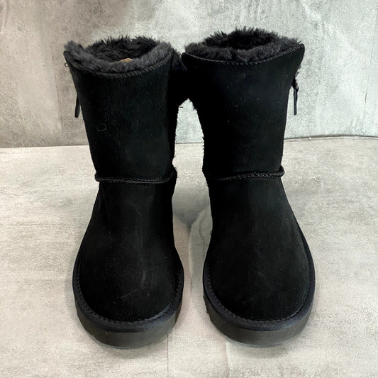 STYLE & CO Women's Black Leather Faux Fur Maevee Pull-On Winter Booties SZ 10