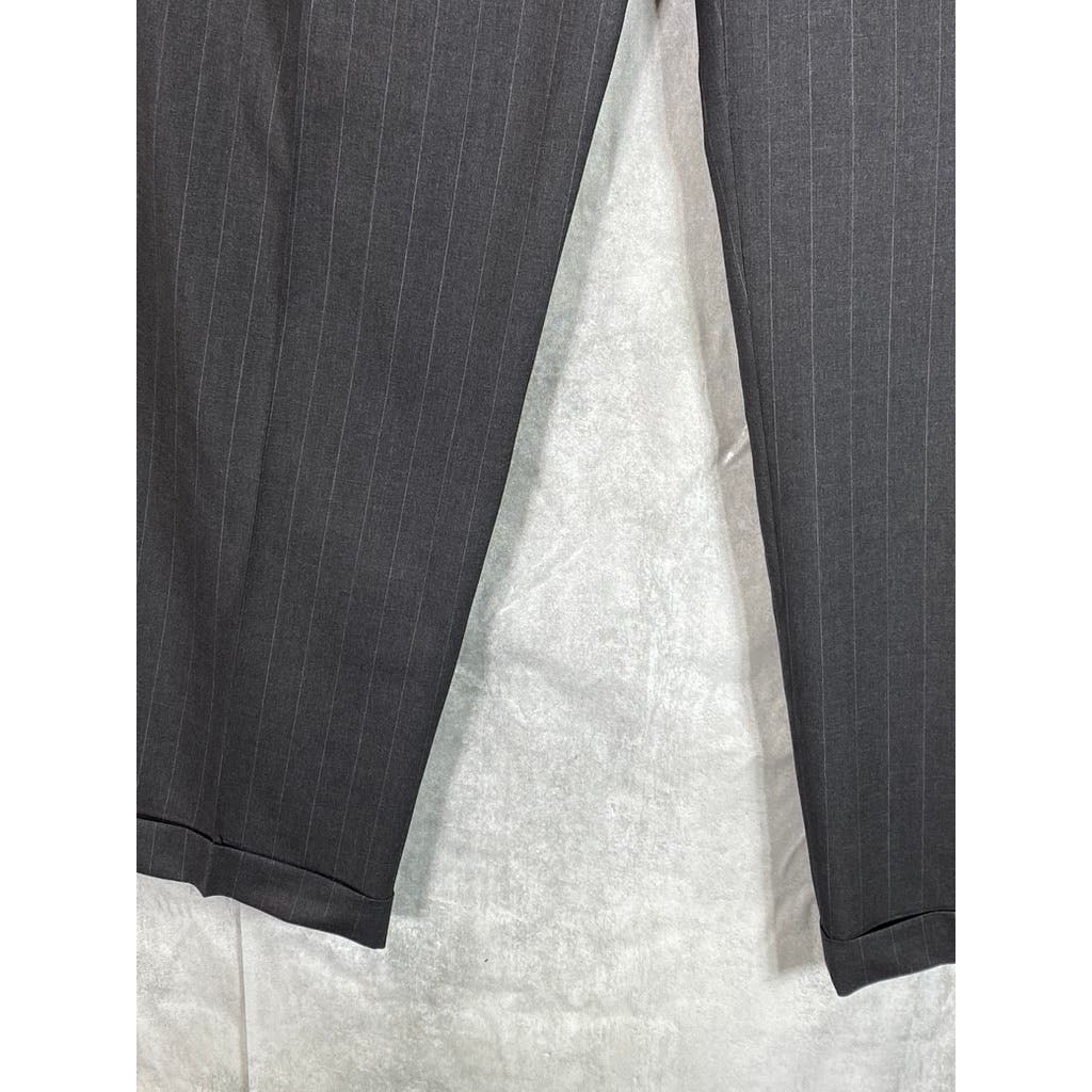 GIORGIO ARMANI Men's Charcoal Pinstripe Flat-Front Pants SZ 54(US 38R)