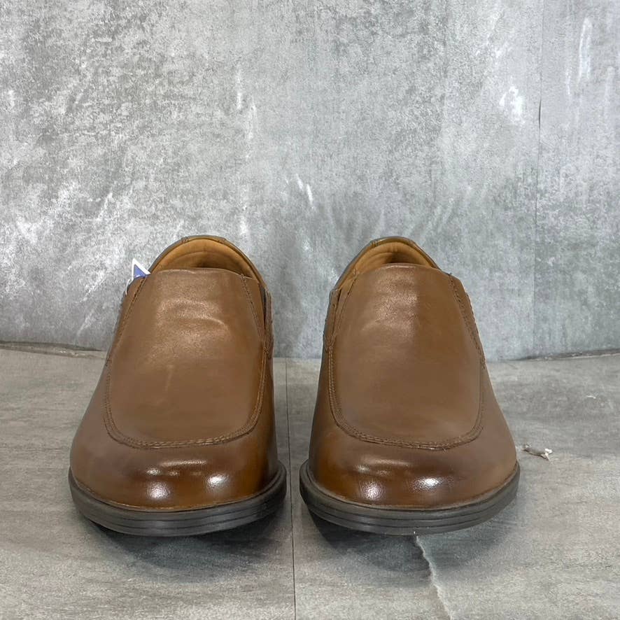 CLARKS Collection Men's Dark Tan Leather Whiddon Step Slip-On Loafers SZ 9.5