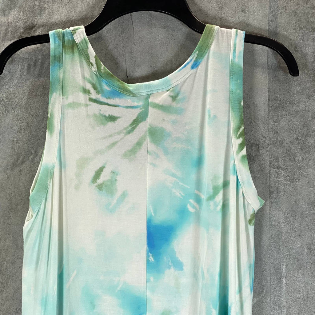 STYLE & CO Women's Vine Green Dye Printed Sleeveless Tie-Dye Maxi Dress SZ M