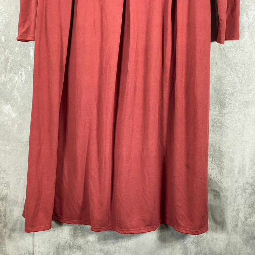24SEVEN Comfort Apparel Woman's Brick Crewneck Long-Sleeve Pocket Dress SZ XL