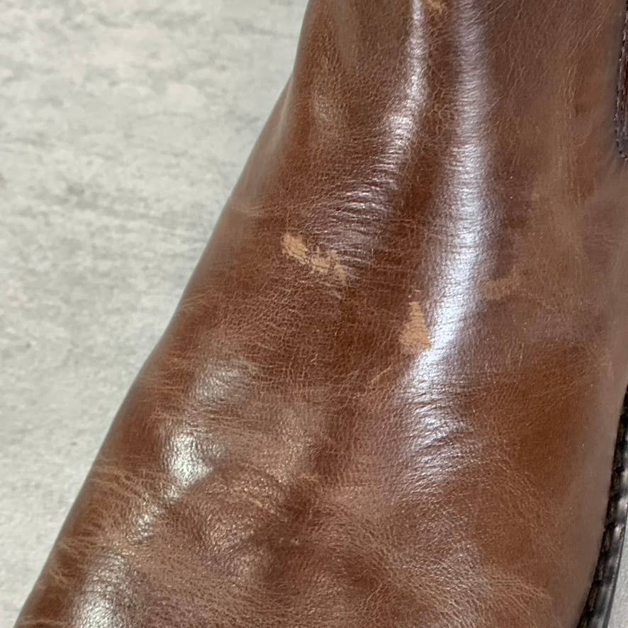 FRANCO SARTO Women's Brown Leather Linc Side-Zip Almond-Toe Booties SZ 10