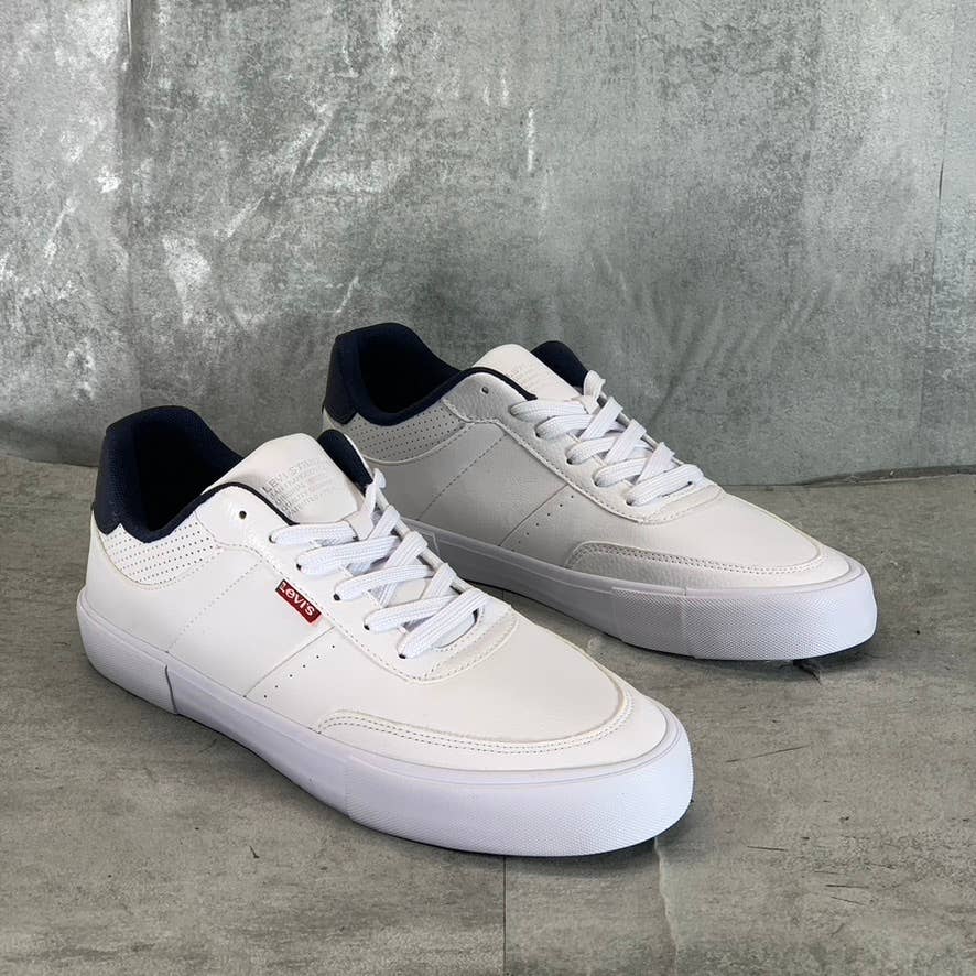LEVI'S Men's White/Navy Munro NM Faux-Leather Retro Low-Top Lace-Up Sneaker SZ10
