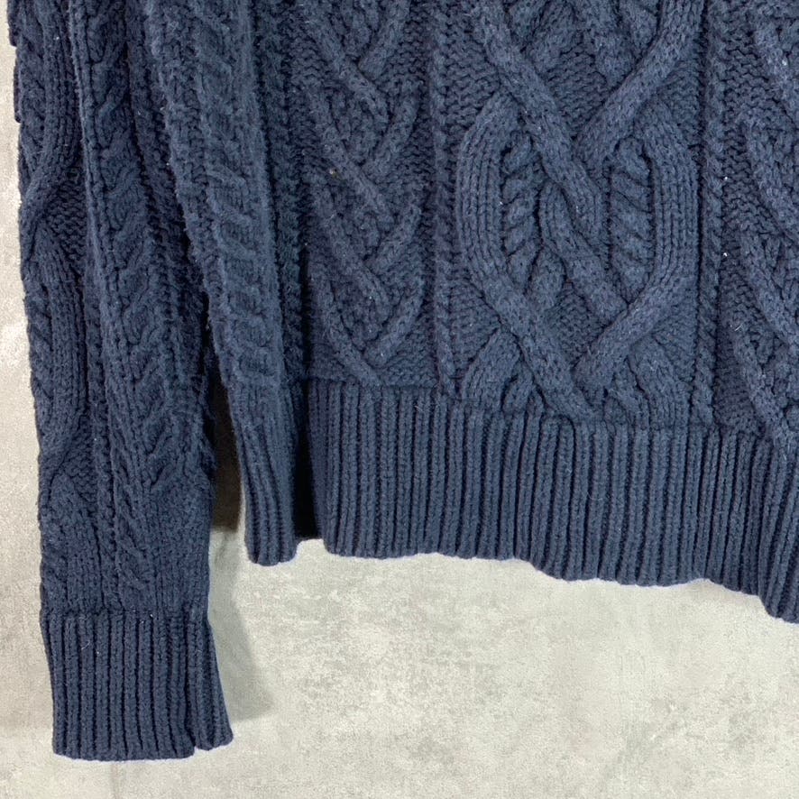 J.CREW Women's Navy Crewneck Cable Knit Heavyweight Pullover Sweater SZ S