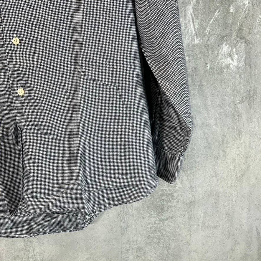 POLO RALPH LAUREN Men's Black Mini Gingham Button-Up Long-Sleeve Shirt SZ L