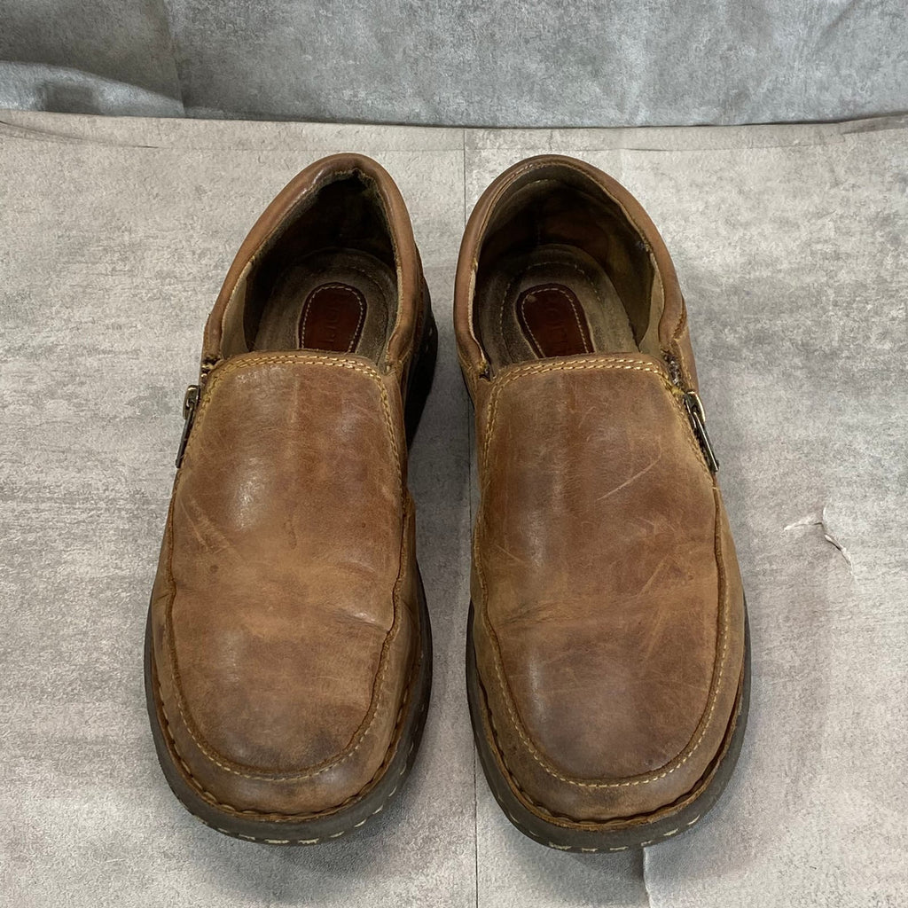 BORN Women's Brown Leather Side-Zip Slip-On Loafers SZ 7.5