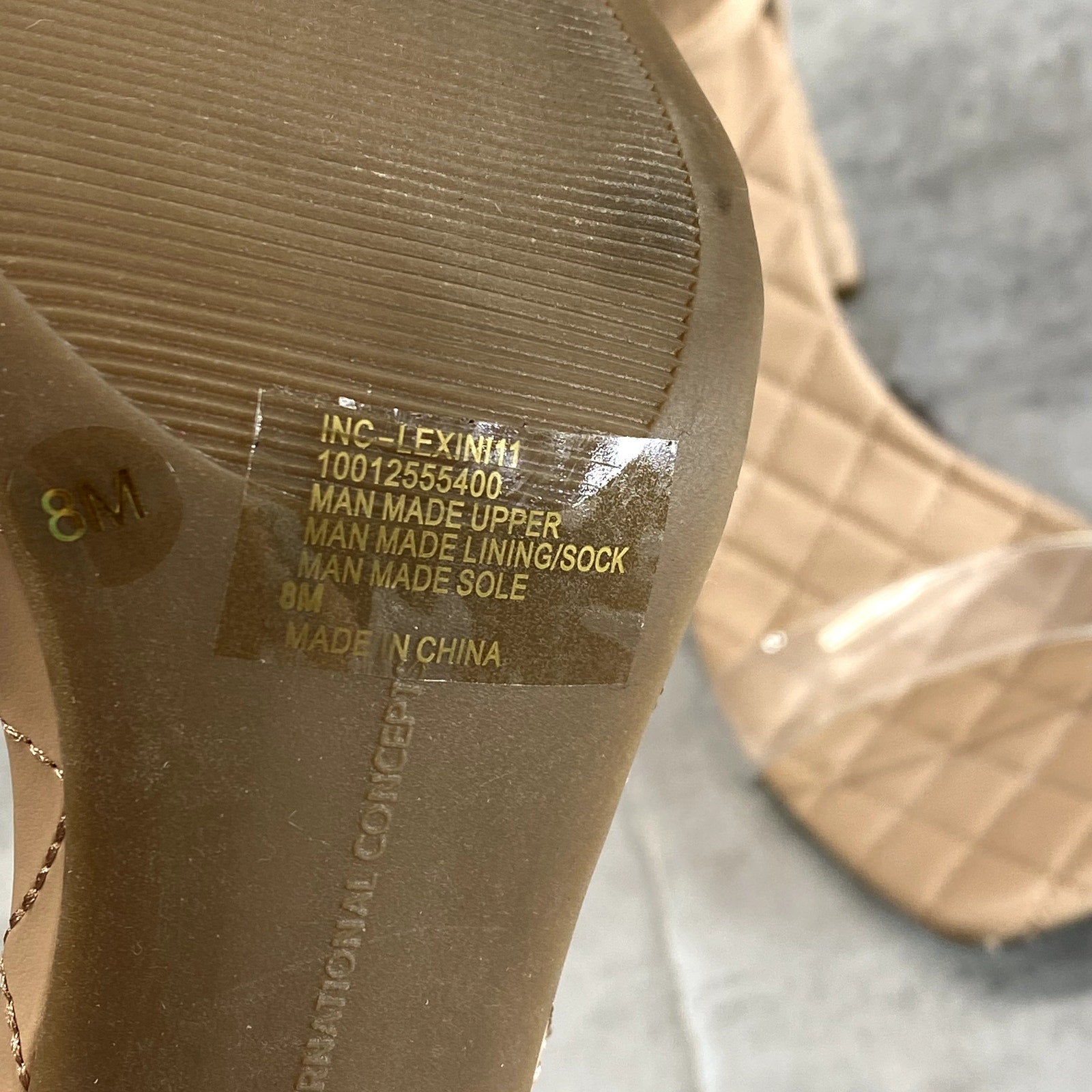 INC INTERNATIONAL CONCEPTS Women’s Nude Quilted Lexini Two-Piece Block-Heel Sandals SZ8