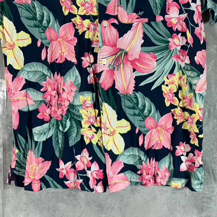 ABERCROMBIE & FITCH Men's Pink/Green Tropical Print Button-Up Shirt SZ L