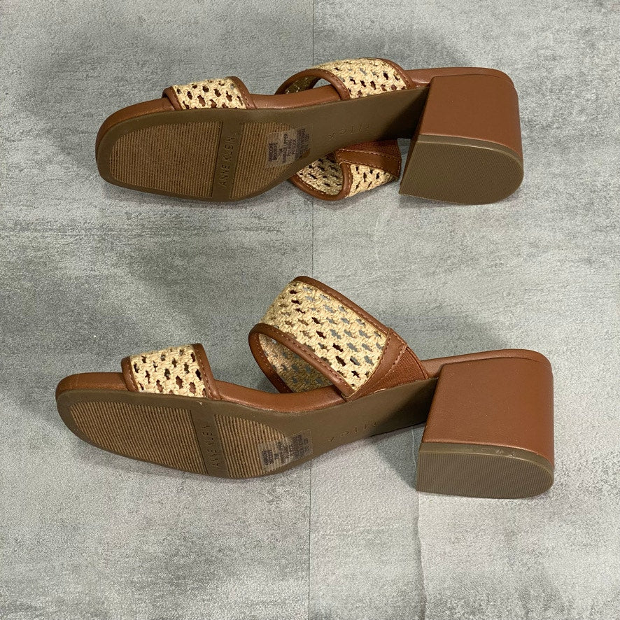 ANNE KLEIN Tan Brooke Block-Heel Slip-On Sandals SZ 7.5