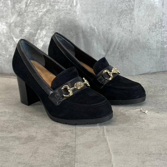 GIANI BERNINI Women's Black Suede Porshaa Round-Toe Loafer Dress Pumps SZ 6.5