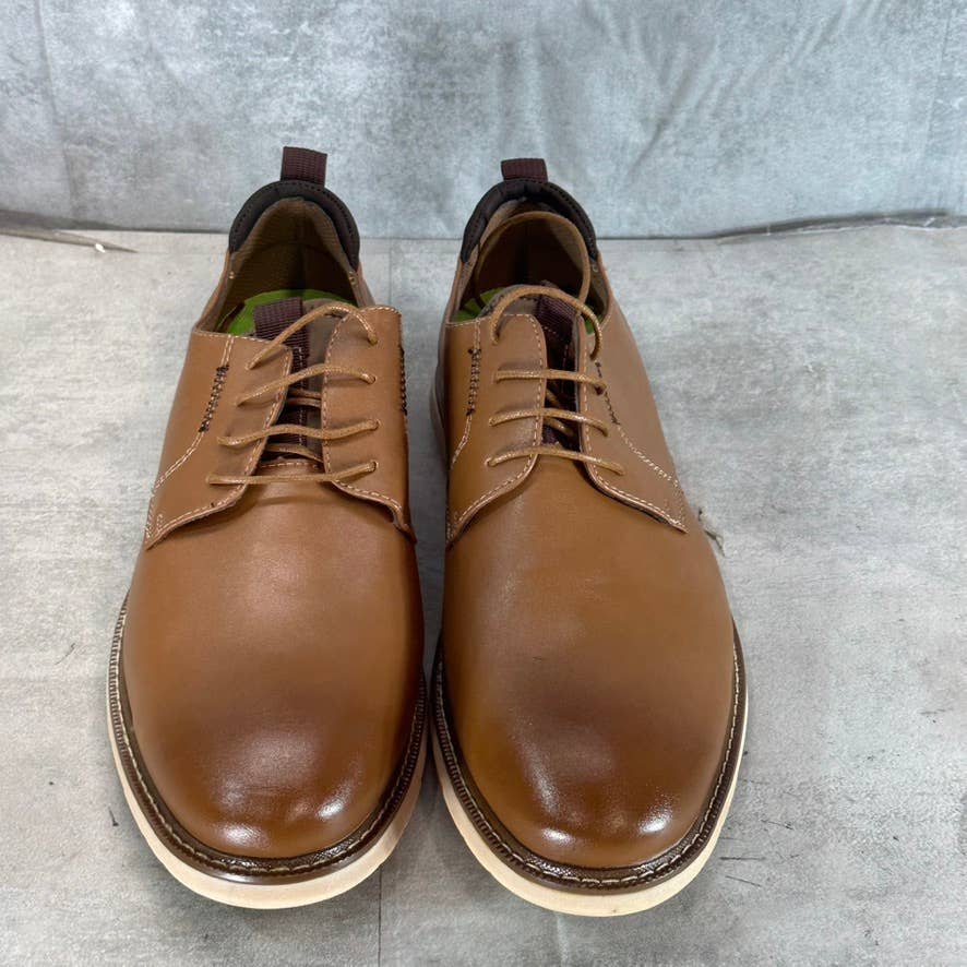 VANCE CO. Men's Tan Thad Faux-Leather Lace-Up Oxfords SZ 13