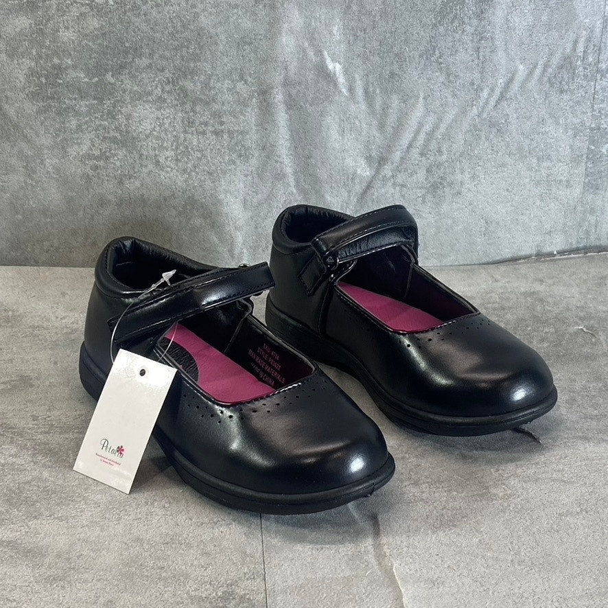 PETALIA Little Girl's Black Round-Toe Slip-On School Shoes SZ 11