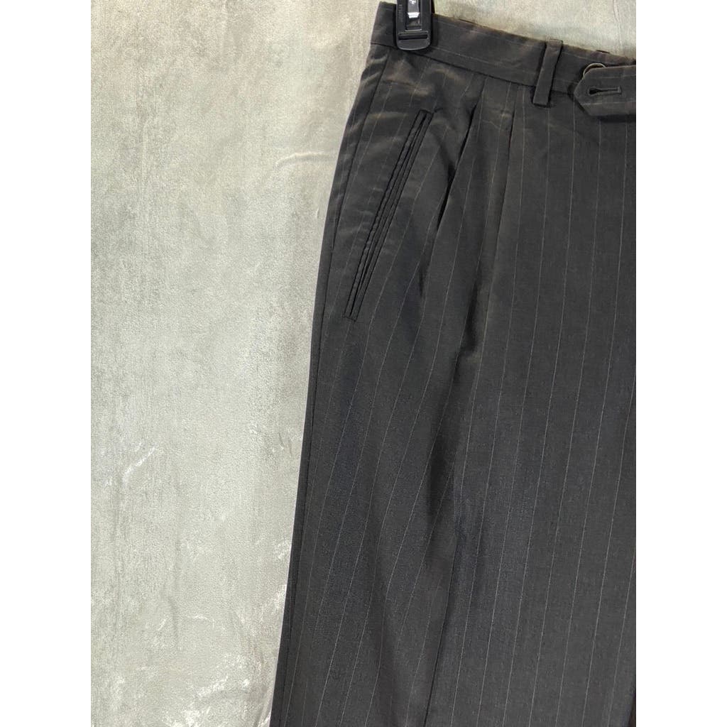 GIORGIO ARMANI Men's Charcoal Pinstripe Flat-Front Pants SZ 54(US 38R)