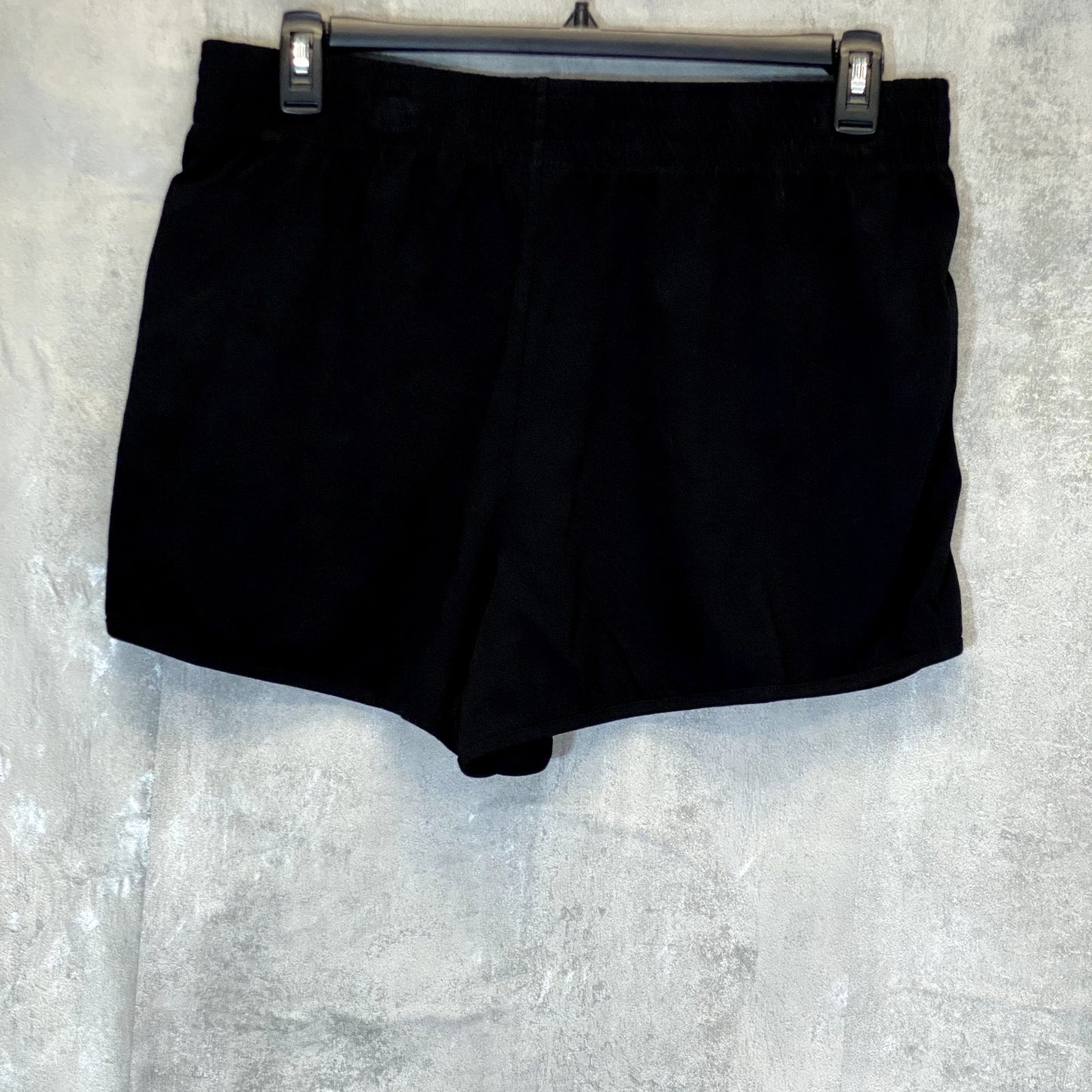 ABOUND Women's Solid Black Cotton Elastic Waistband Pull-On Dolphin Hem Shorts SZ L