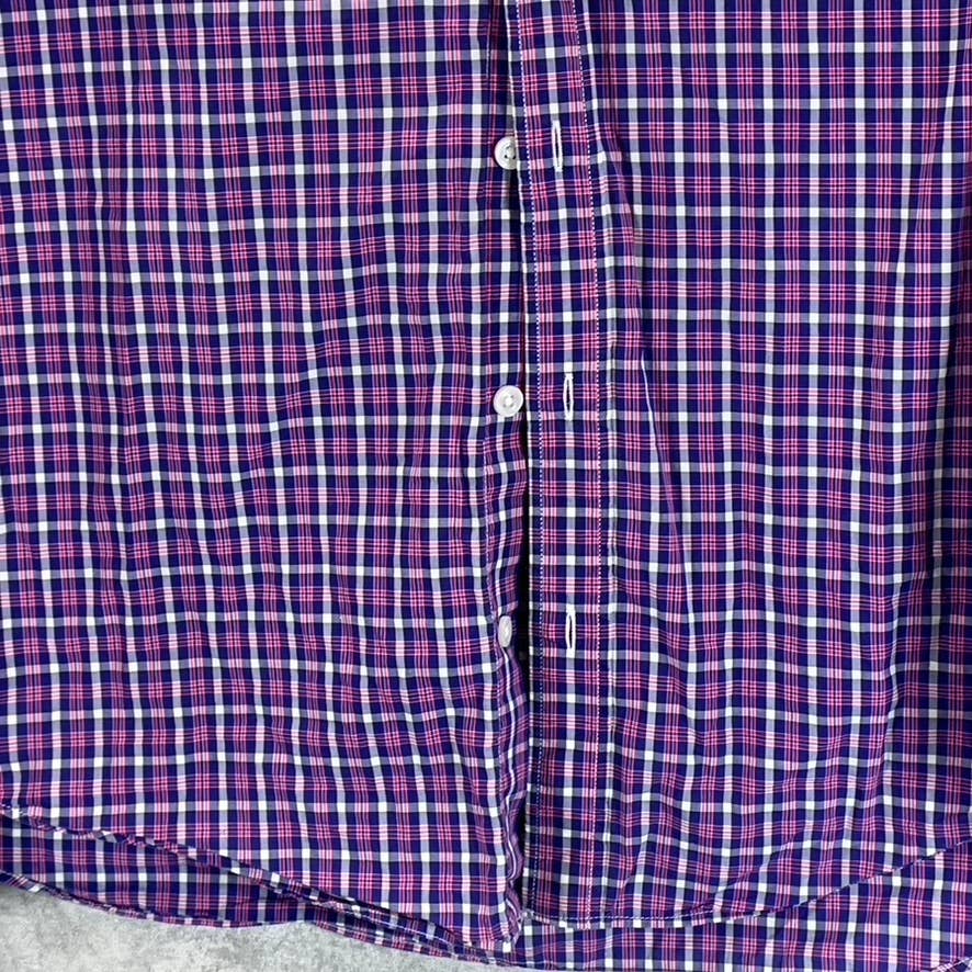 J.CREW Men's Blue/Red Gingham Slim-Fit Lightweight Button-Up Shirt SZ M