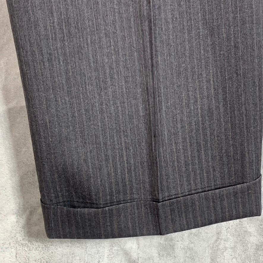 PRONTO UOMO Men's Charcoal Pinstripe Wool Pleated Dress Pants SZ 39X30