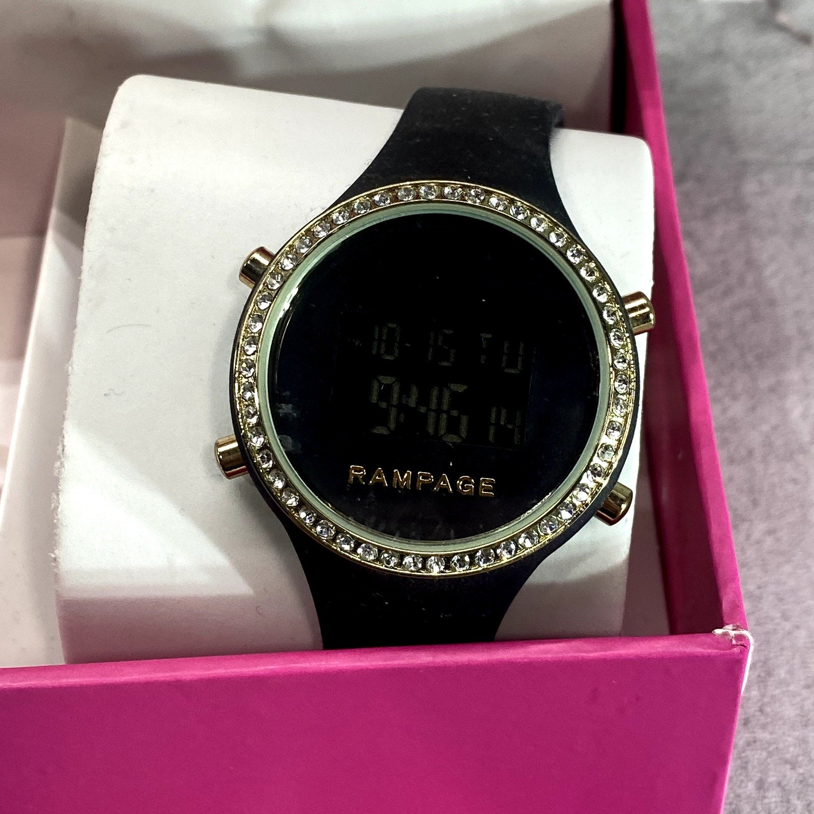 RAMPAGE Women's Black Rhinestone Embellished Watch SZ OS