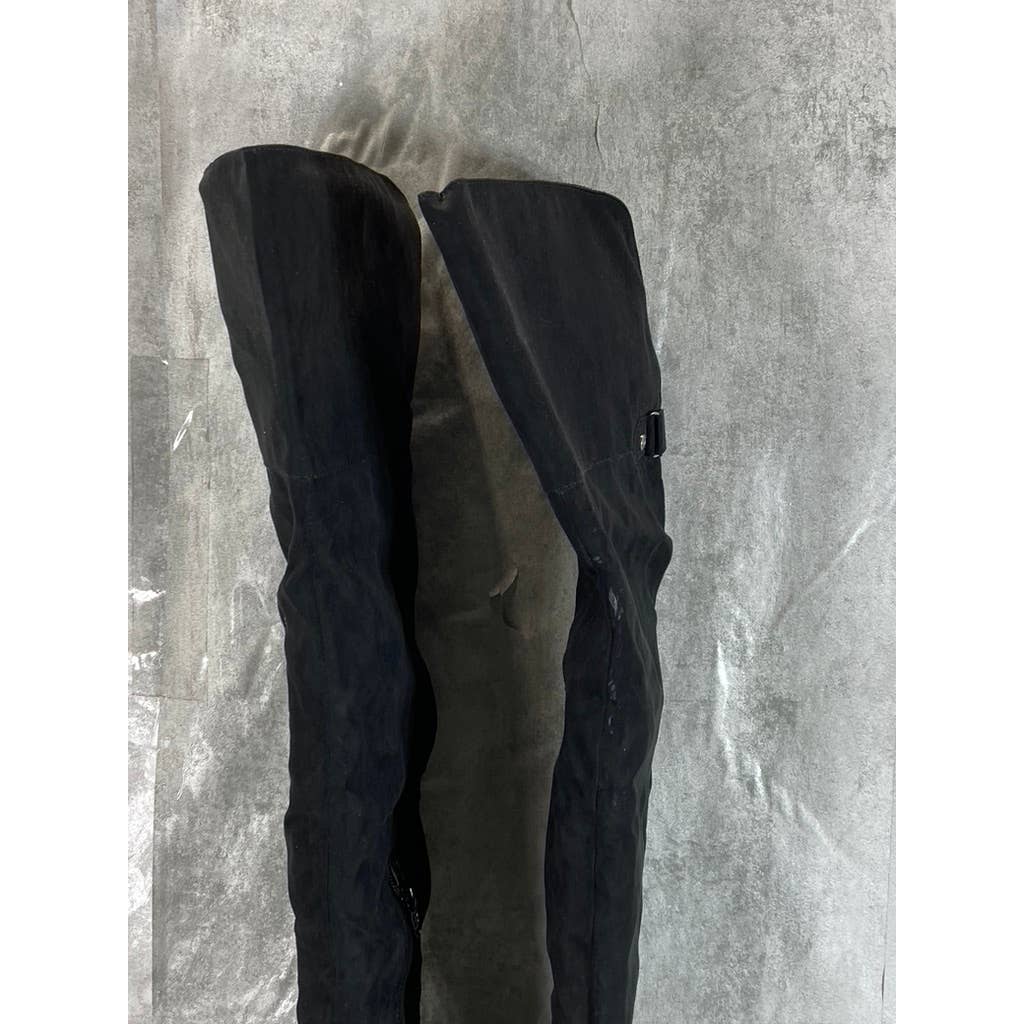 SUN+STONE Women's Black Micro Allicce Round-Toe Over-The-Knee Boots SZ 7