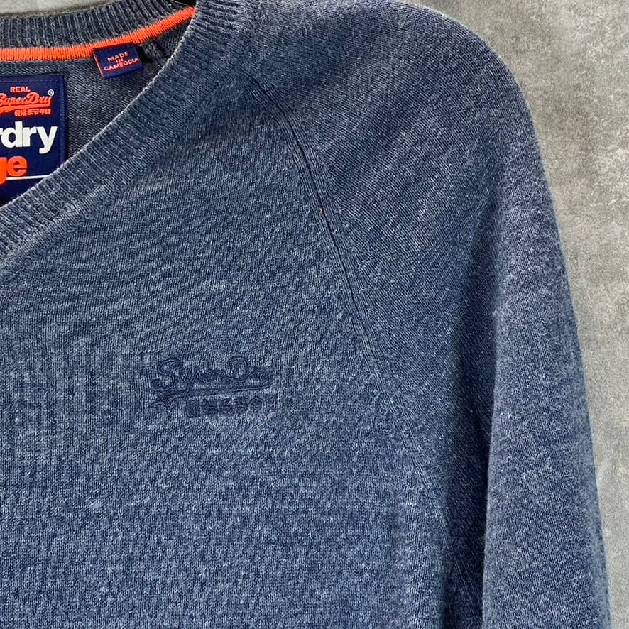 SUPERDRY ORANGE LABEL KNIT CO. Men's Chambray Cotton Crewneck Sweater SZ S