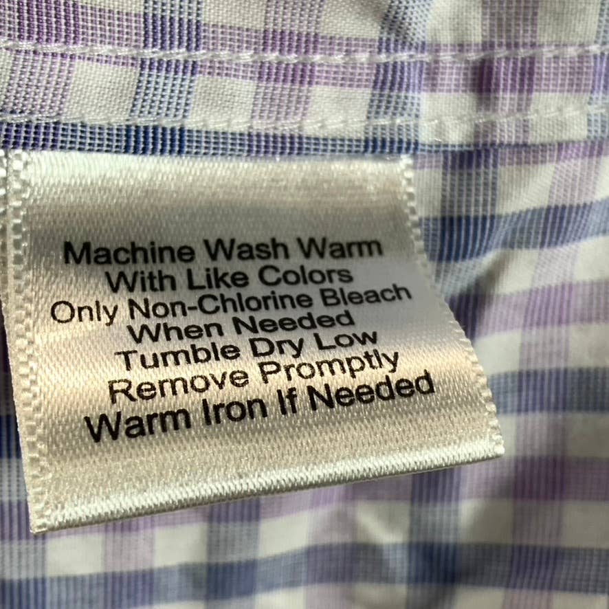 PRONTO UOMO Men's Pink Mini Check Non-Iron Button-Up Dress Shirt SZ 16.5 34-35