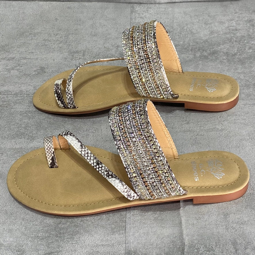 GC SHOES Gray Snake Issy Slip-On Flat Sandals SZ 8