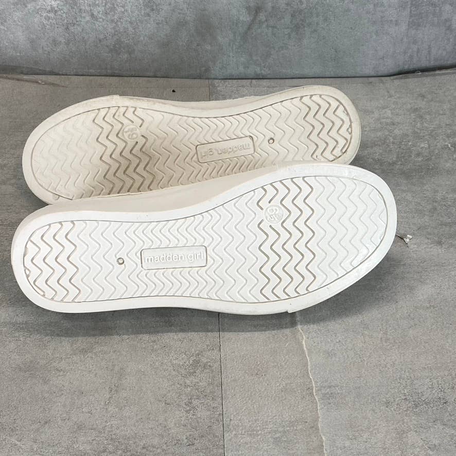 MADDEN GIRL Women's White Fabric Lillyy Round-Toe Laceless Slip-On Sneaker SZ6.5