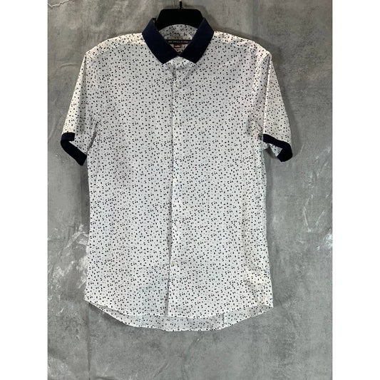 MICHAEL KORS Men's White Slim-Fit Button-Up Short Sleeve Shirt SZ S