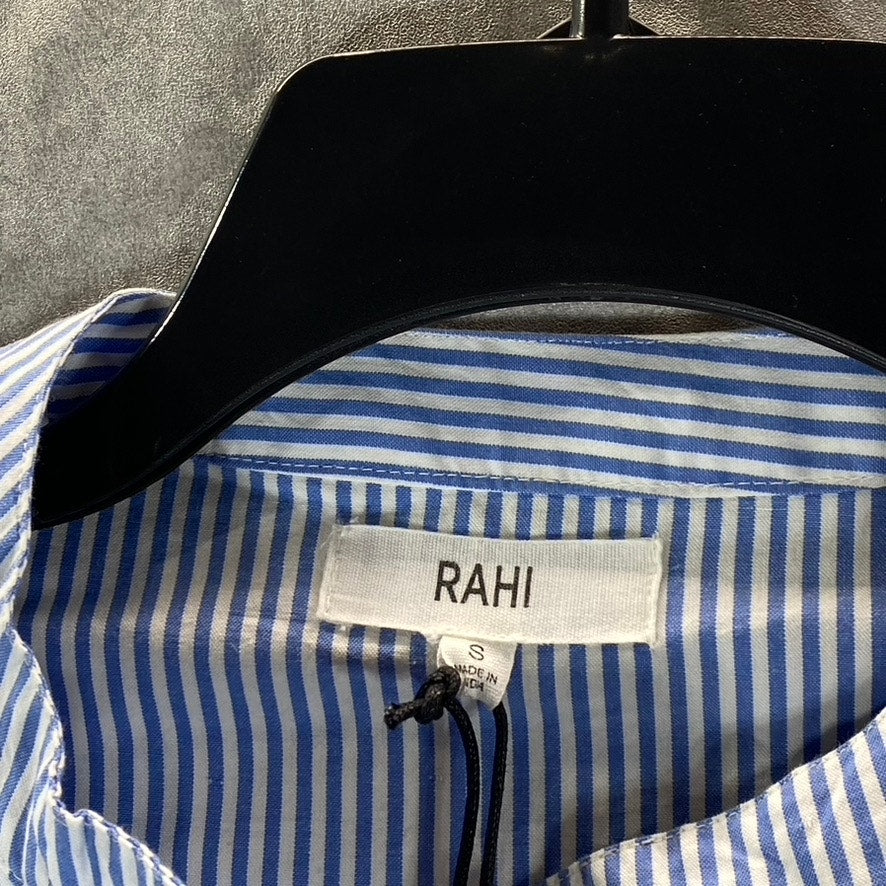RAHI Women's Blue/White Sydney Striped Long-Sleeve Mini Shirt Dress SZ S