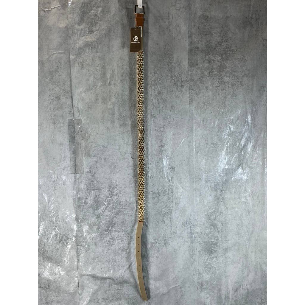 GIANI BERNINI Women's Cognac Faux-Leather Metal Link Belt SZ M