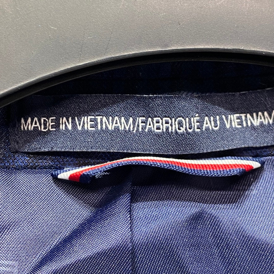 TOMMY HILFIGER TH Flex Blue Modern-Fit Mini Gingham Long Suit Jacket SZ 40L