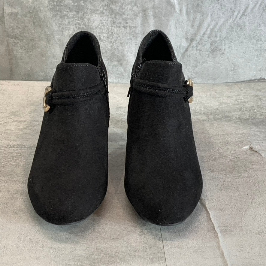 KAREN SCOTT Women's Black Microsuede Melanni Almond-Toe Slip-On Booties SZ 8