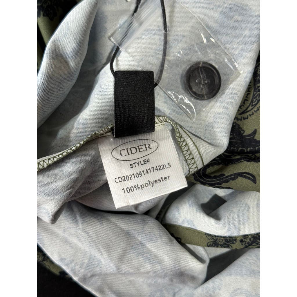 CIDER Women's Green Paisley Printed Slit Button Midi Skirt SZ XS(2)