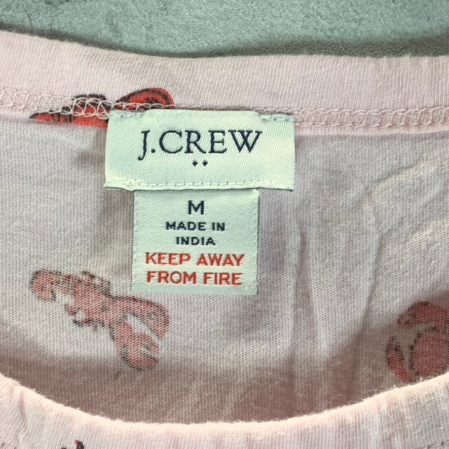 J.CREW Women's Pink Crab Printed Crewneck Short Sleeve Pajama Top SZ M