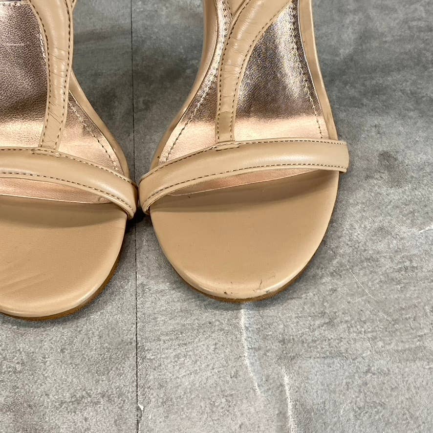 NINE WEST Women's Light Natural Melike Strappy Heeled Dress Sandals SZ 5