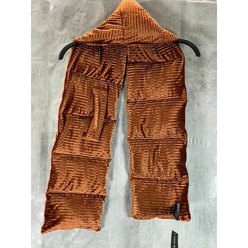 STEVE MADDEN Women's Orange Pull-Through Ribbed Velvet Puffer Scarf SZ OS