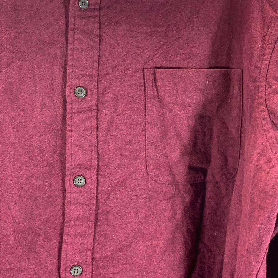LANDS' END Men's Burgundy Traditional-Fit Long-Sleeve Button-Up Shirt SZ L