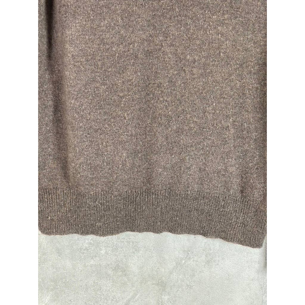 J.CREW Men's Brown Lambswool Shawl-Collar Pullover Sweater SZ M