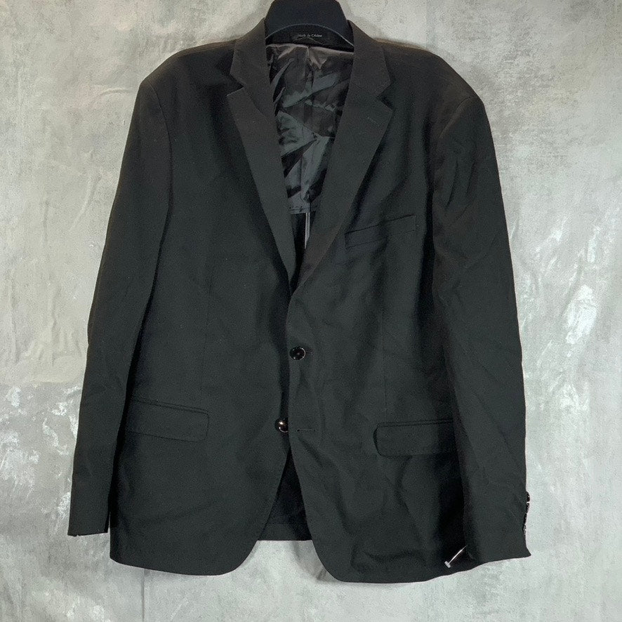 CALVIN KLEIN Men's Solid Black Regular Two-Button Suit Jacket SZ 46R