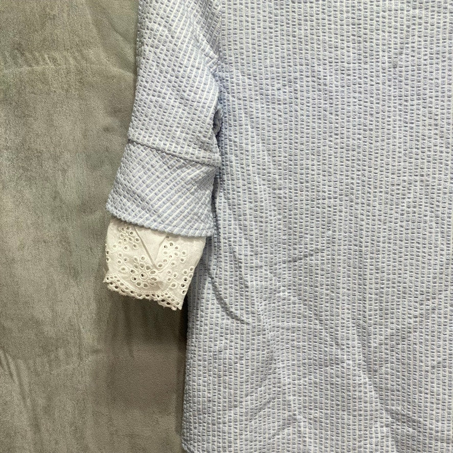 UNBRANDED Blue Textured Crewneck Layered Short Sleeve Top SZ S