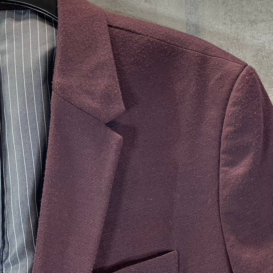 ZARA MAN Men's Burgundy Straight-Fit One-Button Blazer SZ L