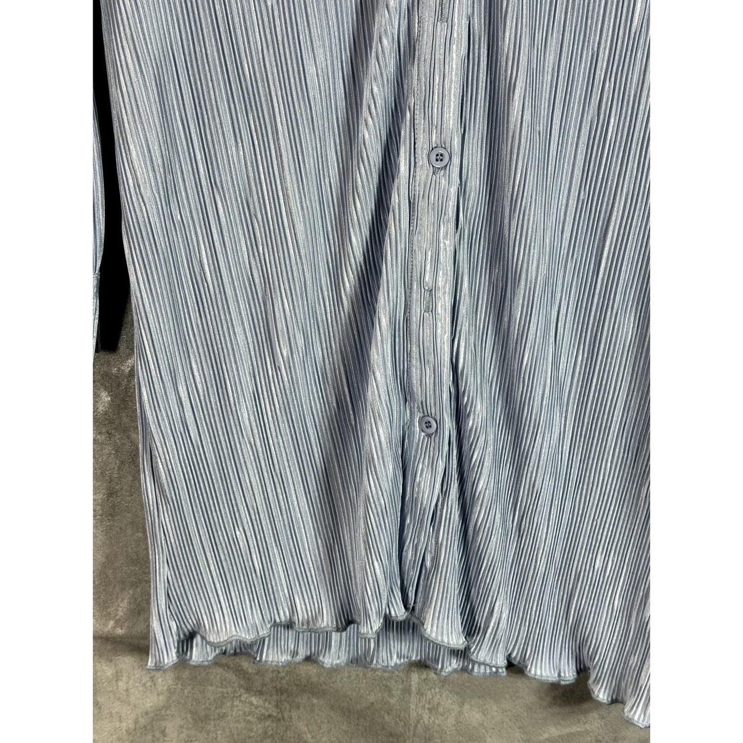 PEPPERMAYO Women's Baby Blue Plisse Soho Chic Long Sleeve Mini Shirt Dress SZ 0
